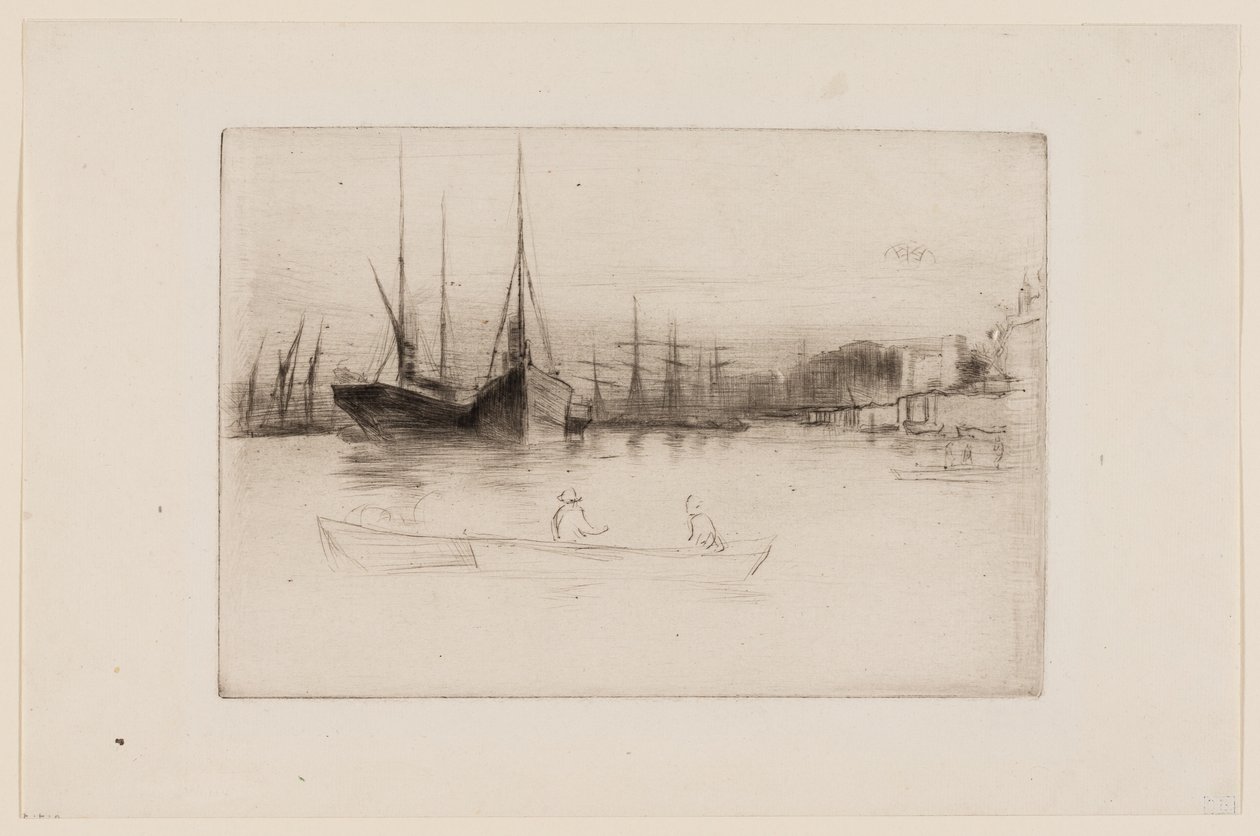 Battelli a vapore vicino alla Torre da James Abbott McNeill Whistler