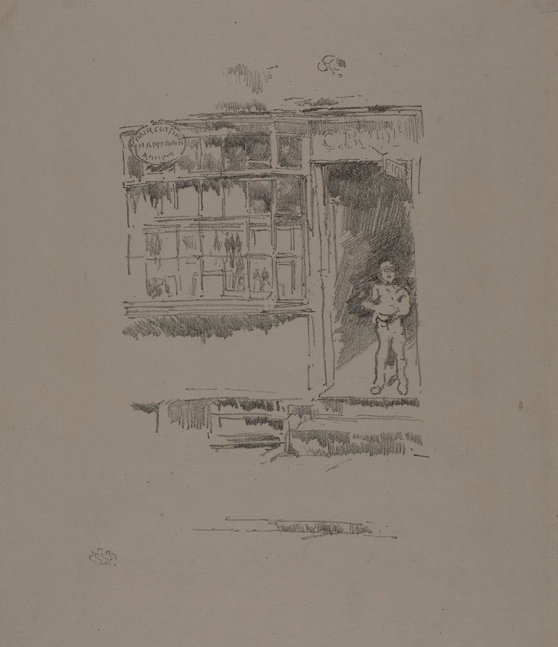 La bottega del barbiere nei Mews da James McNeill Whistler