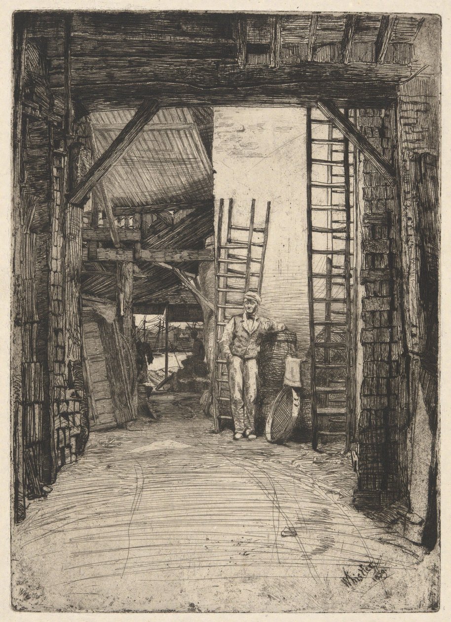 Il fornaciaio di calce, dalla serie del Tamigi (una serie di sedici incisioni raffiguranti scene sul Tamigi e altri soggetti) da James McNeill Whistler