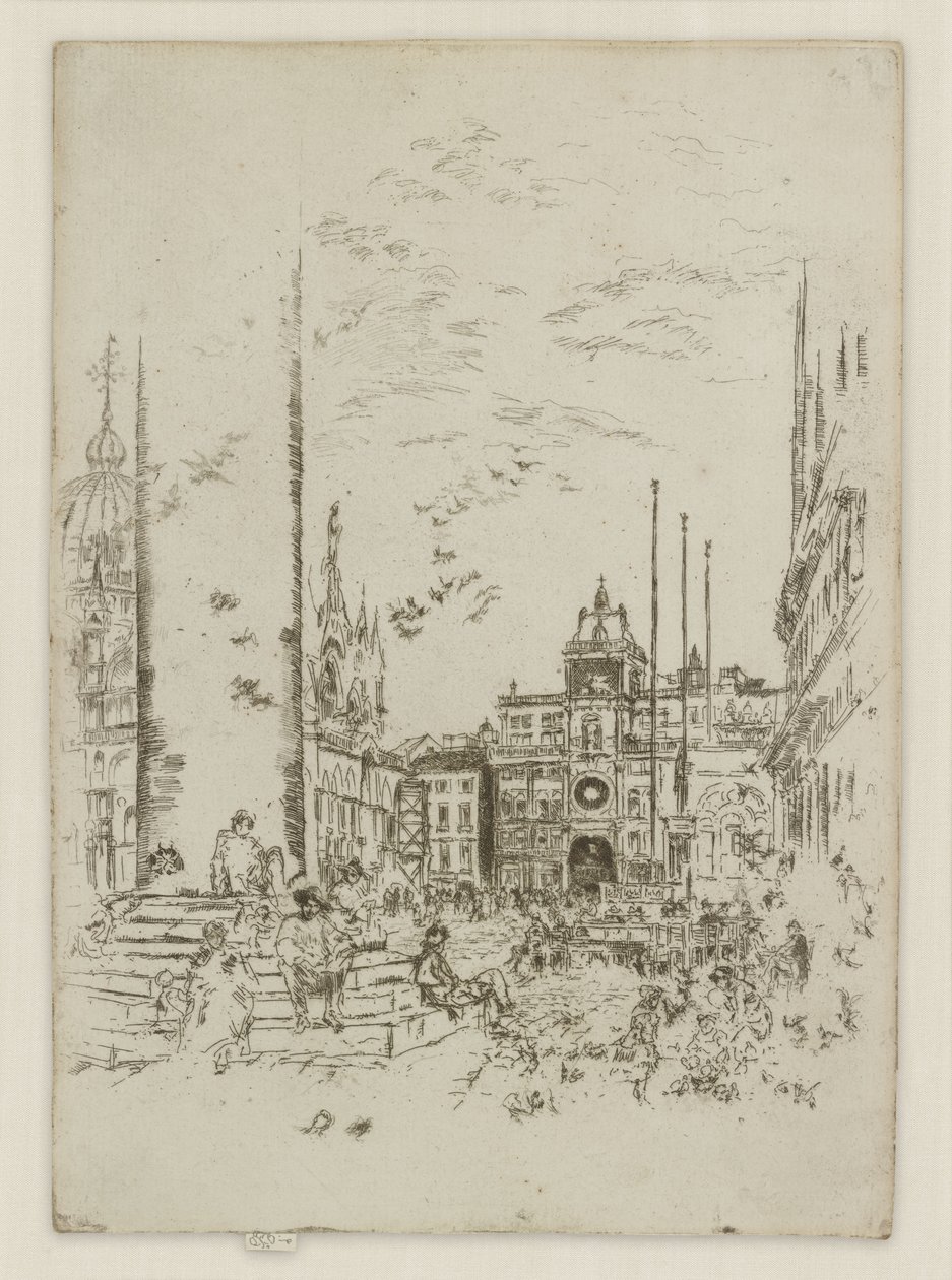 La Piazzetta, dalla prima serie veneziana (Venezia, una serie di dodici acqueforti) da James McNeill Whistler