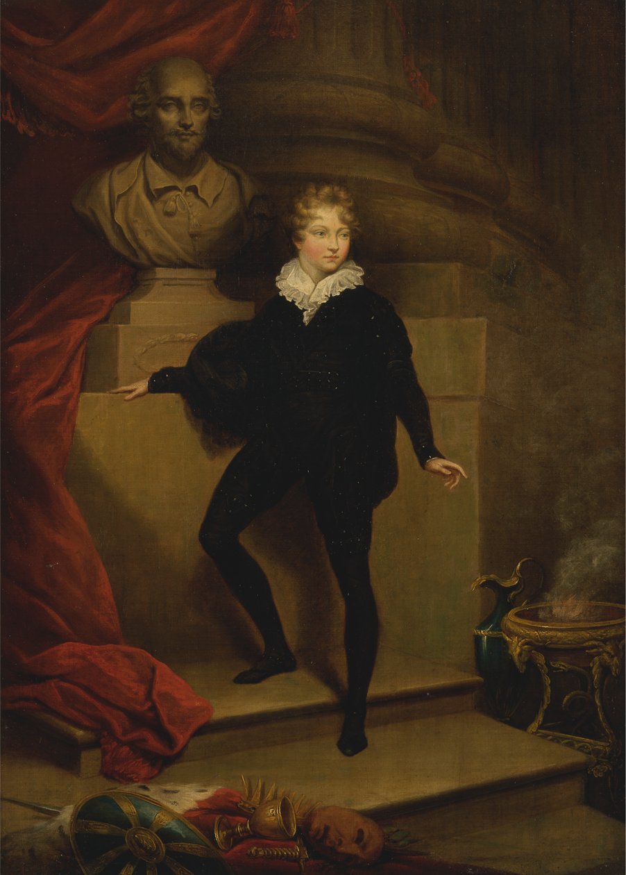 Master Betty come Amleto, davanti a un busto di Shakespeare da James Northcote