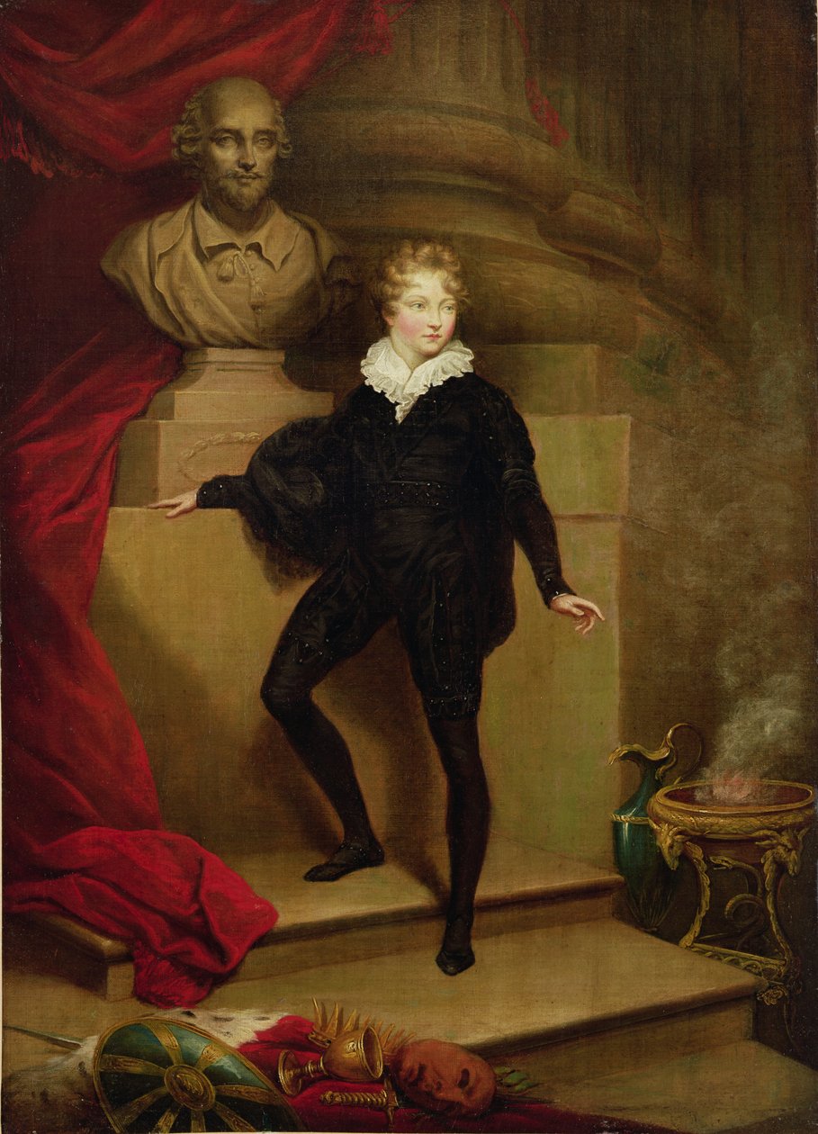 Master Betty come Amleto davanti a un busto di Shakespeare, c.1804-06 da James Northcote
