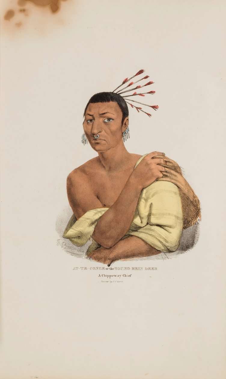 AT-TE-CONSE o il giovane cervo di Rein; un capo Chippeway, da Il portafoglio aborigeno da James Otto Lewis