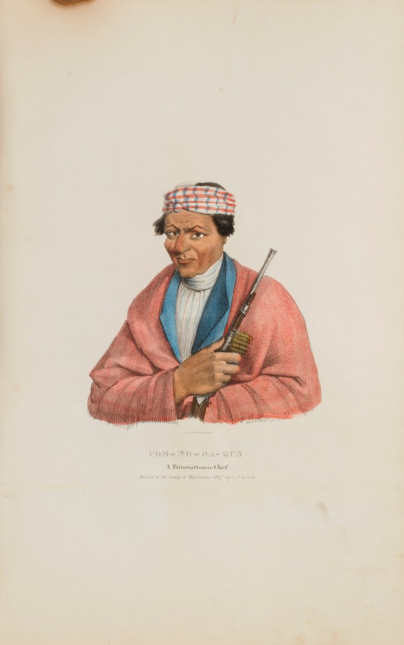 CAN-NO-SA-QUA; Un capo Pottowattomie, da Il portafoglio aborigeno da James Otto Lewis
