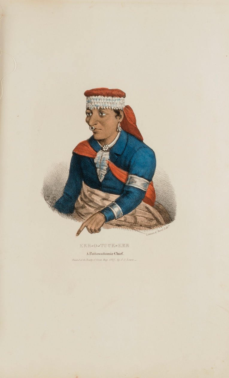 KEE-O-TUCK-KEE; Un capo Pottowattomie, da Il portafoglio aborigeno da James Otto Lewis