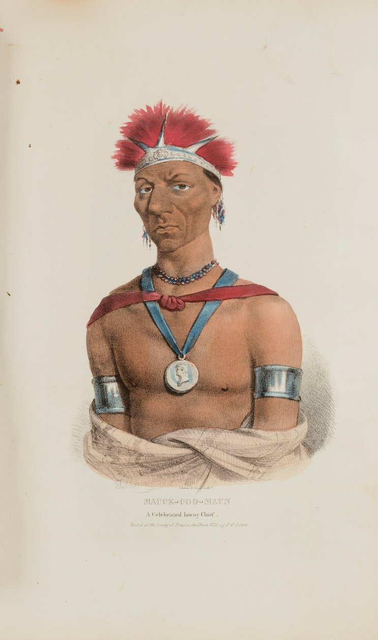 MAUCK-COOMAUN; un famoso capo Ioway, da Il portafoglio aborigeno da James Otto Lewis