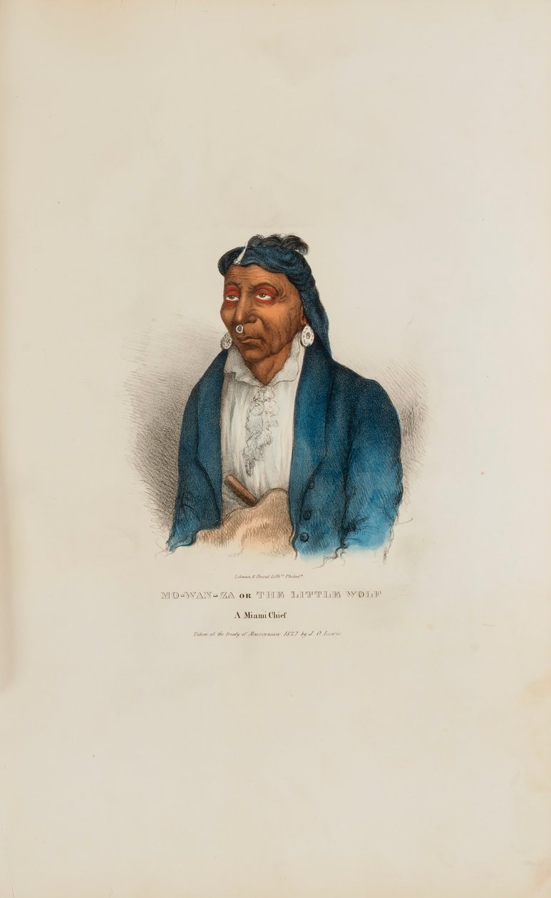 MO-WAN-ZA o Il piccolo lupo; un capo di Miami, da Il portafoglio degli aborigeni da James Otto Lewis