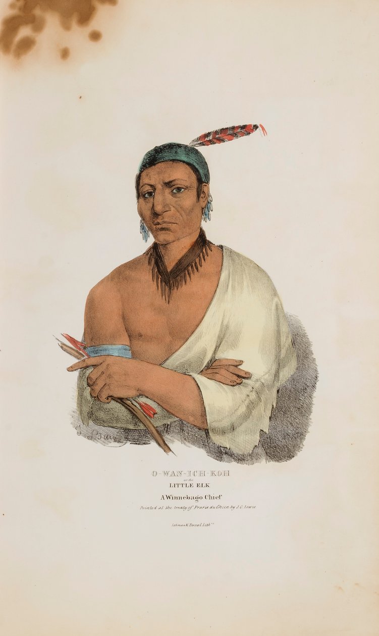 O-WAN-ICH-KOH o il Piccolo Alce; un capo Winnebago, da Il portafoglio aborigeno da James Otto Lewis