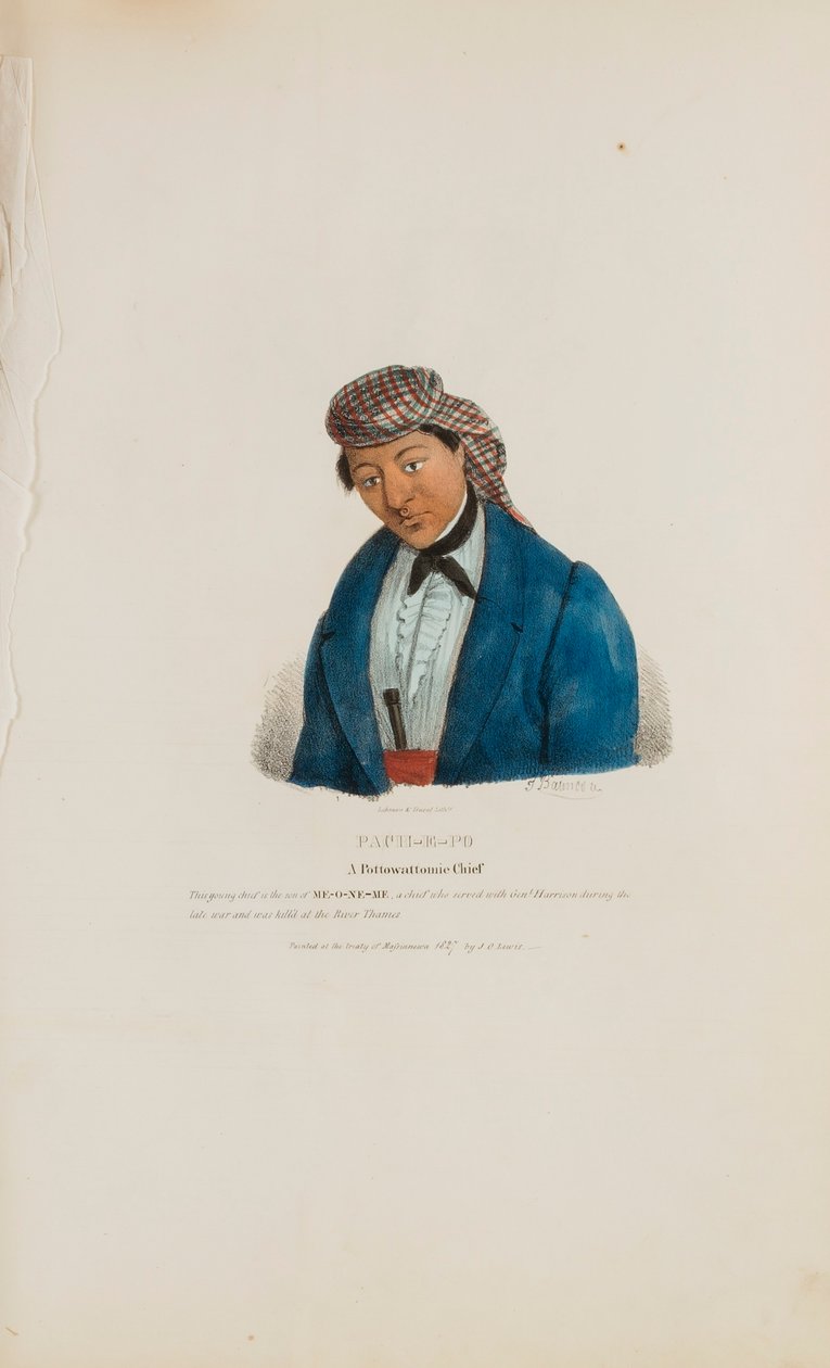 PACHE-E-PO; Un capo Pottowattomie, da Il portafoglio aborigeno da James Otto Lewis