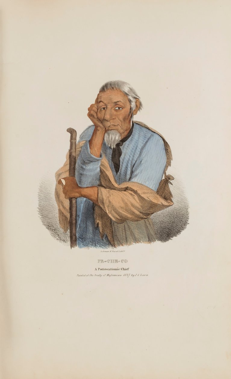 PE-CHE-CO; Un capo Pottowattomie, da Il portafoglio aborigeno da James Otto Lewis