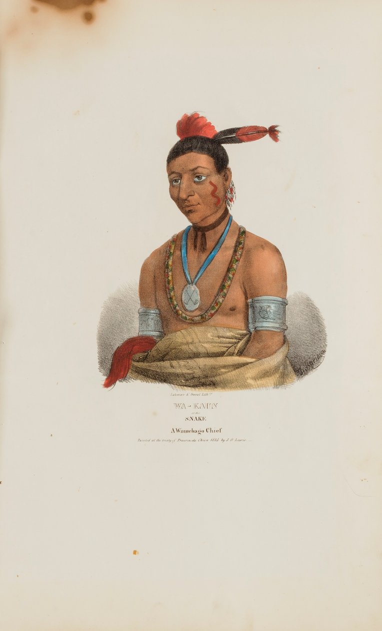 WA-KAUN o il Serpente; un capo Winnebago, da Il portafoglio aborigeno da James Otto Lewis