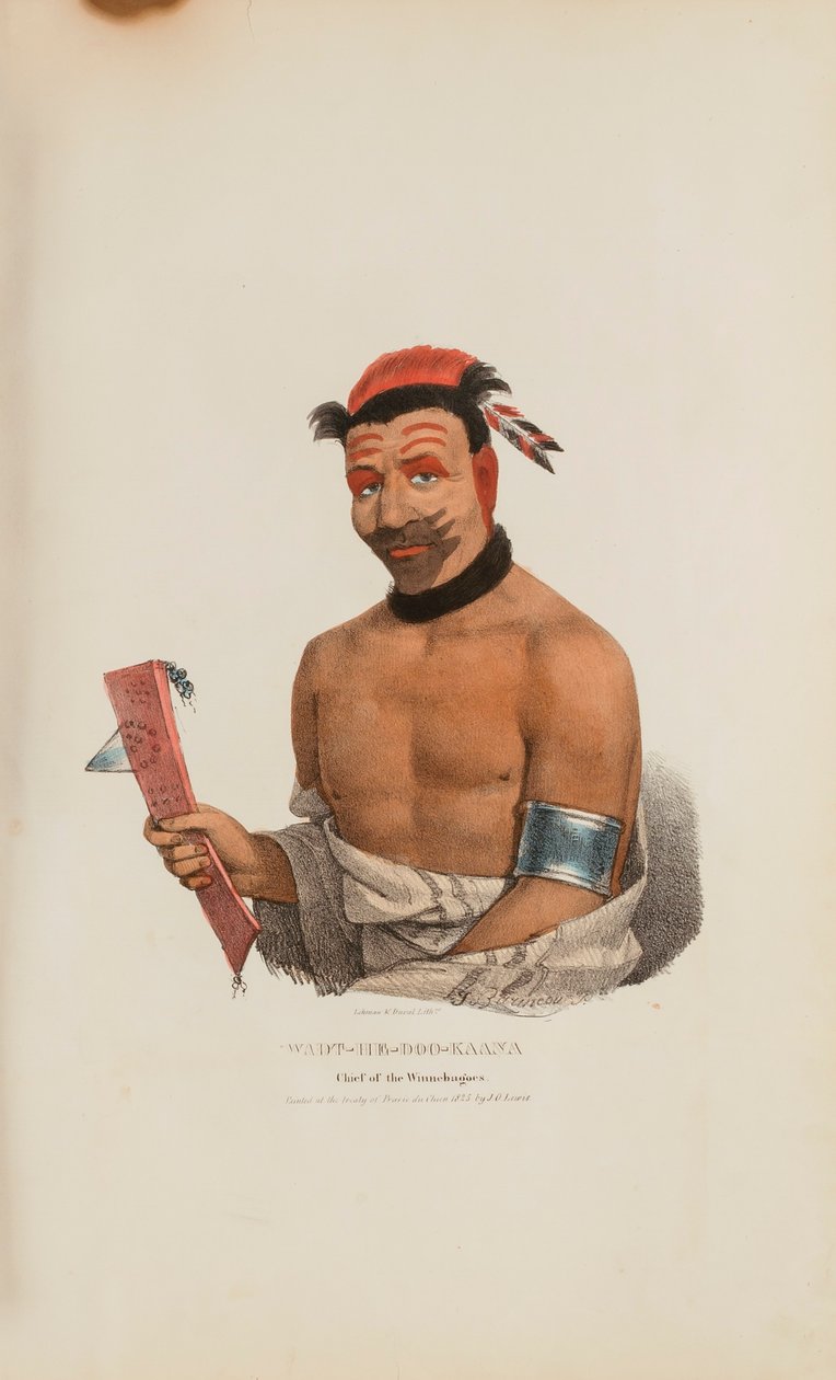 WADT-HE-DOO-KAANA; Capo dei Winnebago, da Il portafoglio degli aborigeni da James Otto Lewis