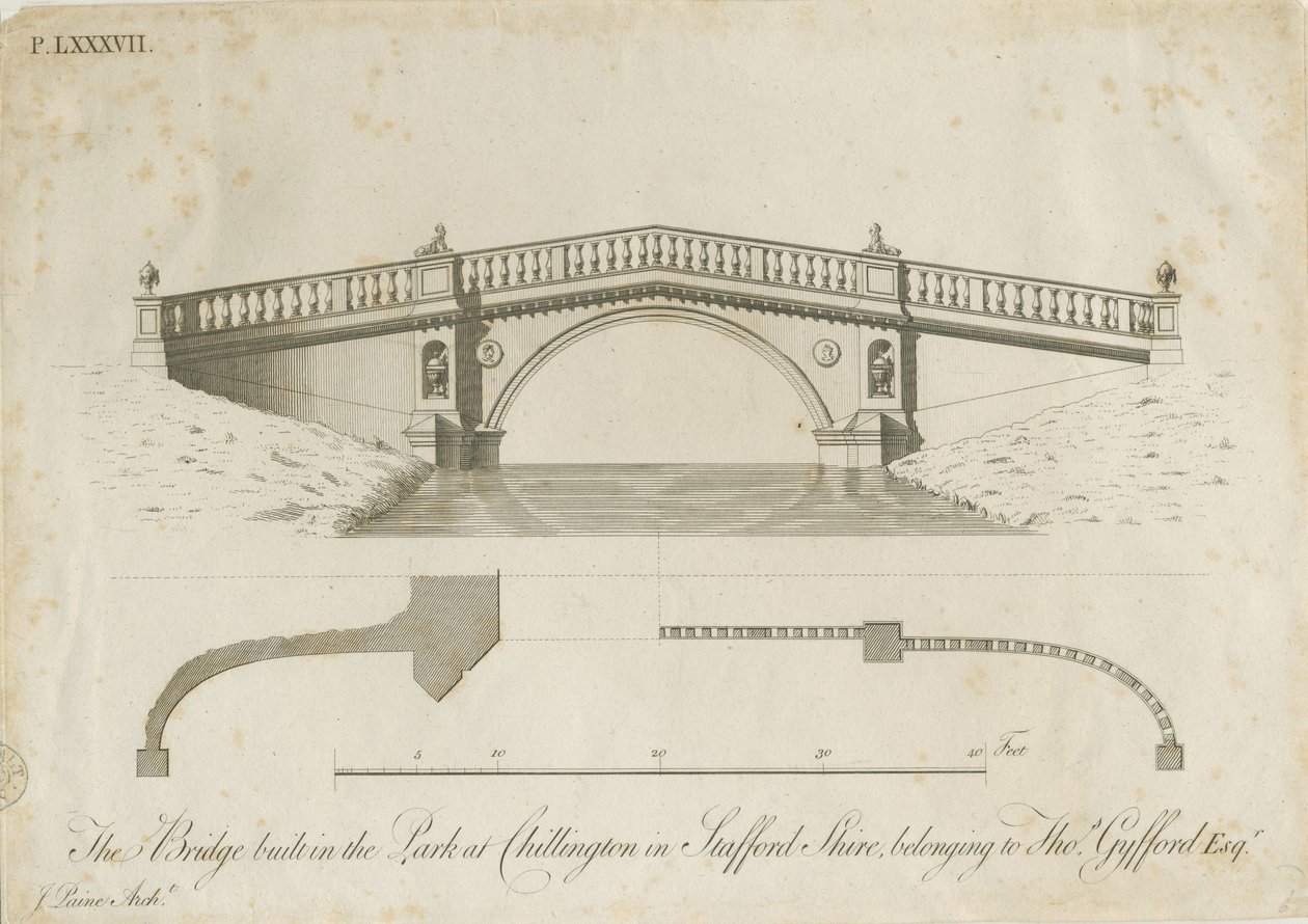 Chillington Park - Ponte: incisione, nd [c 1789] da James Paine