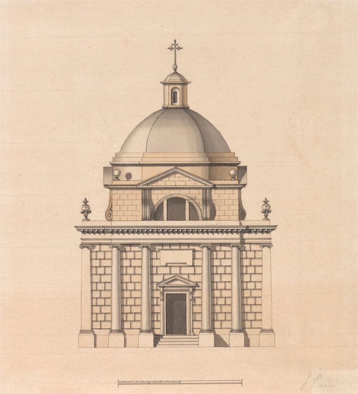 Progetto per un Tempio su un Piano Quadrato con una Cupola: Elevazione da James Paine