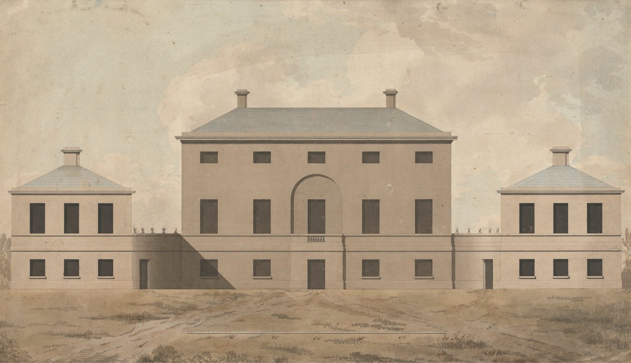 Shrubland Hall, Suffolk: Elevazione da James Paine