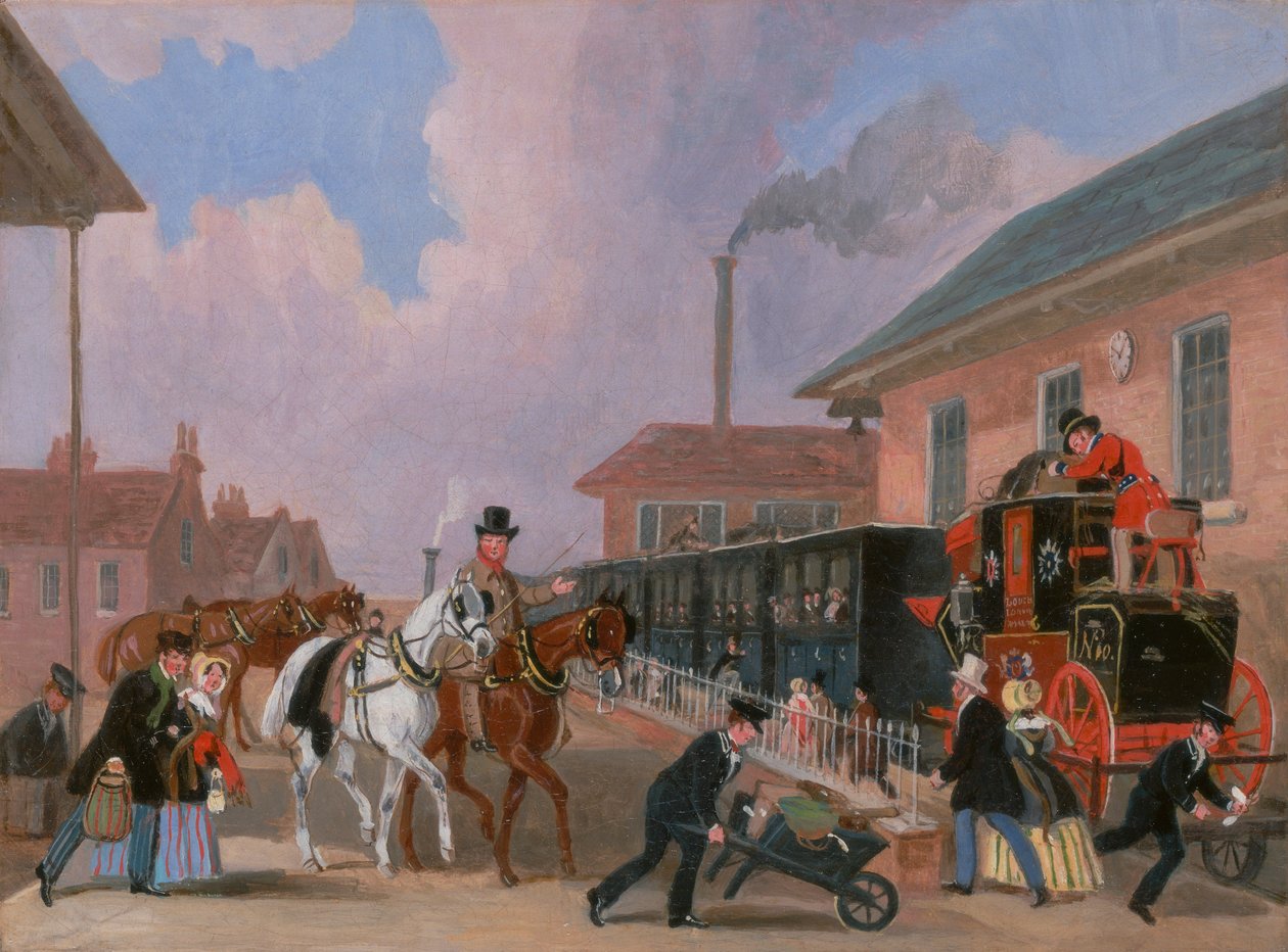 La posta reale Louth-Londra viaggia in treno da Peterborough East, Northamptonshire da James Pollard
