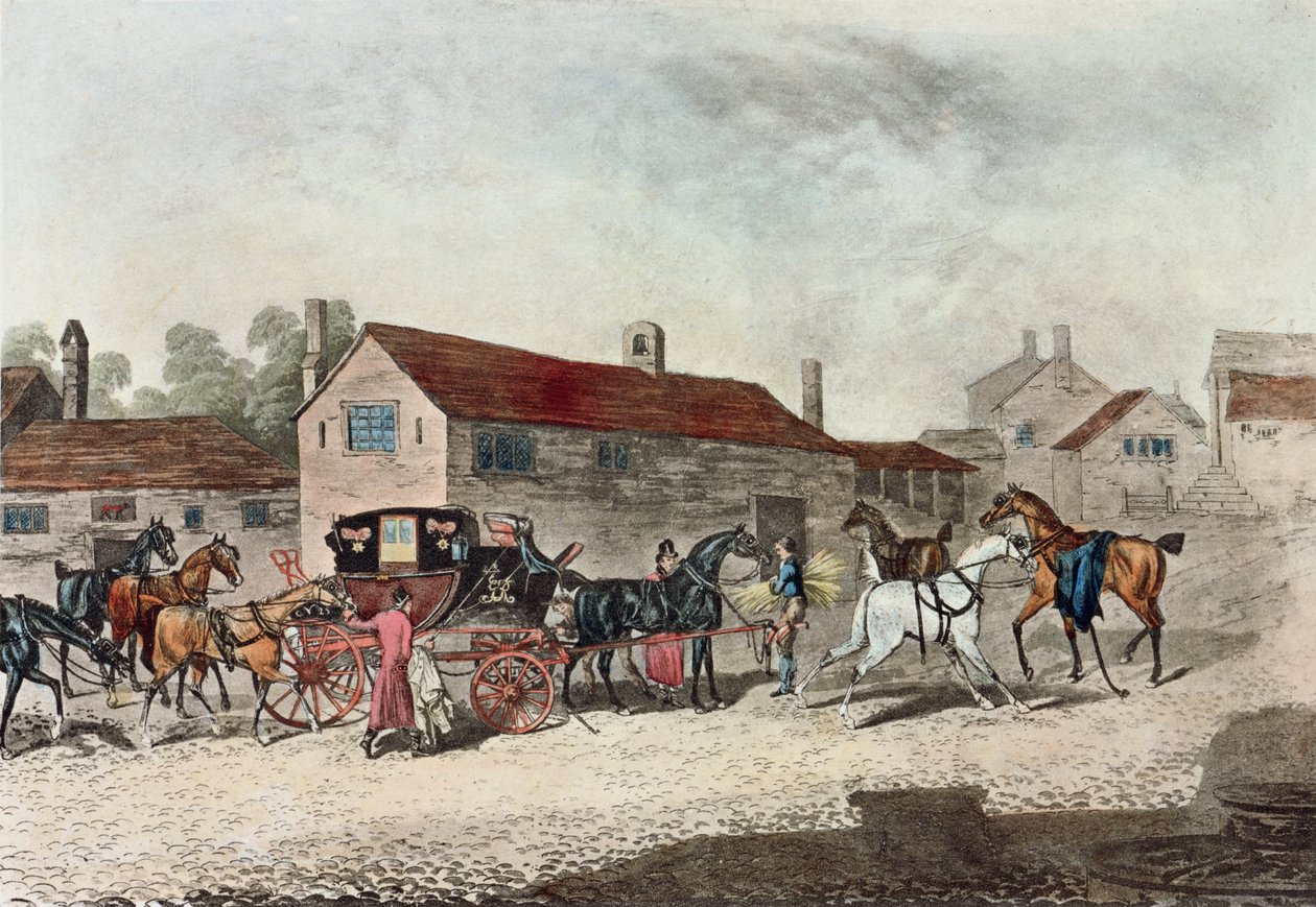 Il cambio dei cavalli della diligenza, inciso da R. Havell, 1815 da James Pollard
