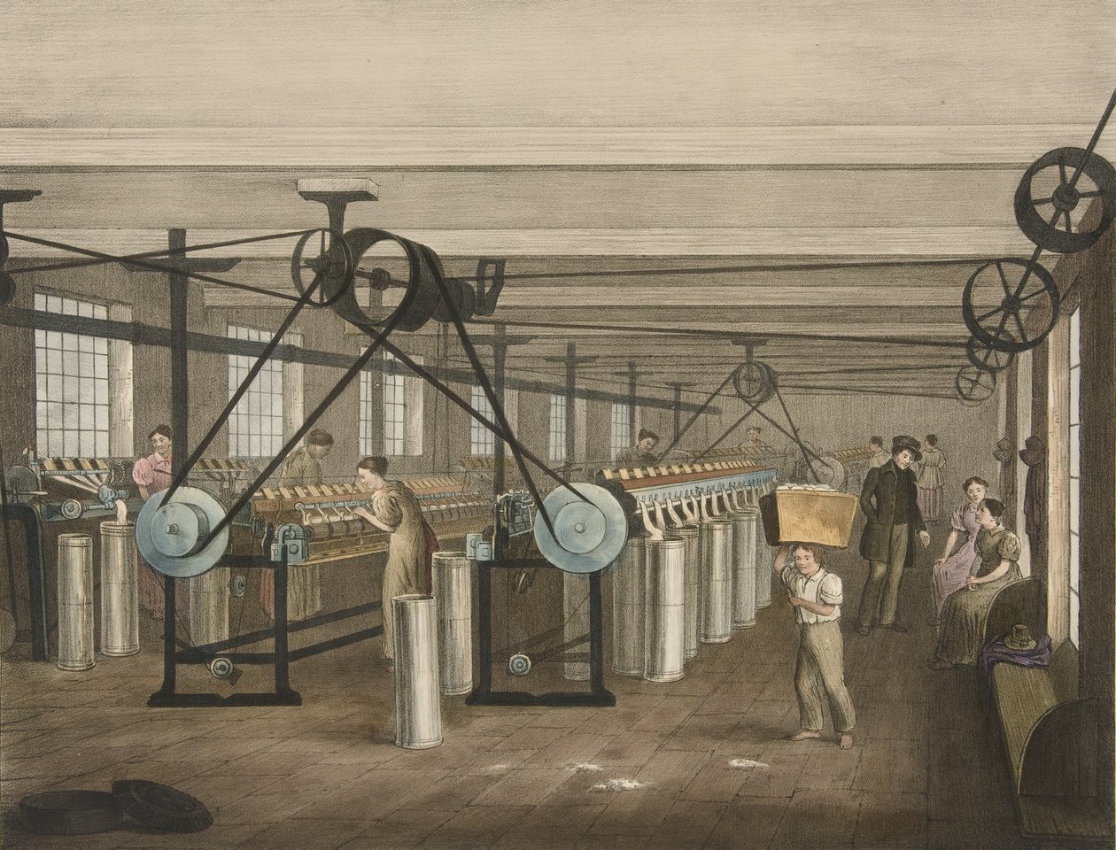 Bobina e Telai di Disegno, Progresso del Cotone No. 5, pub. 1840 da James Richard Barfoot