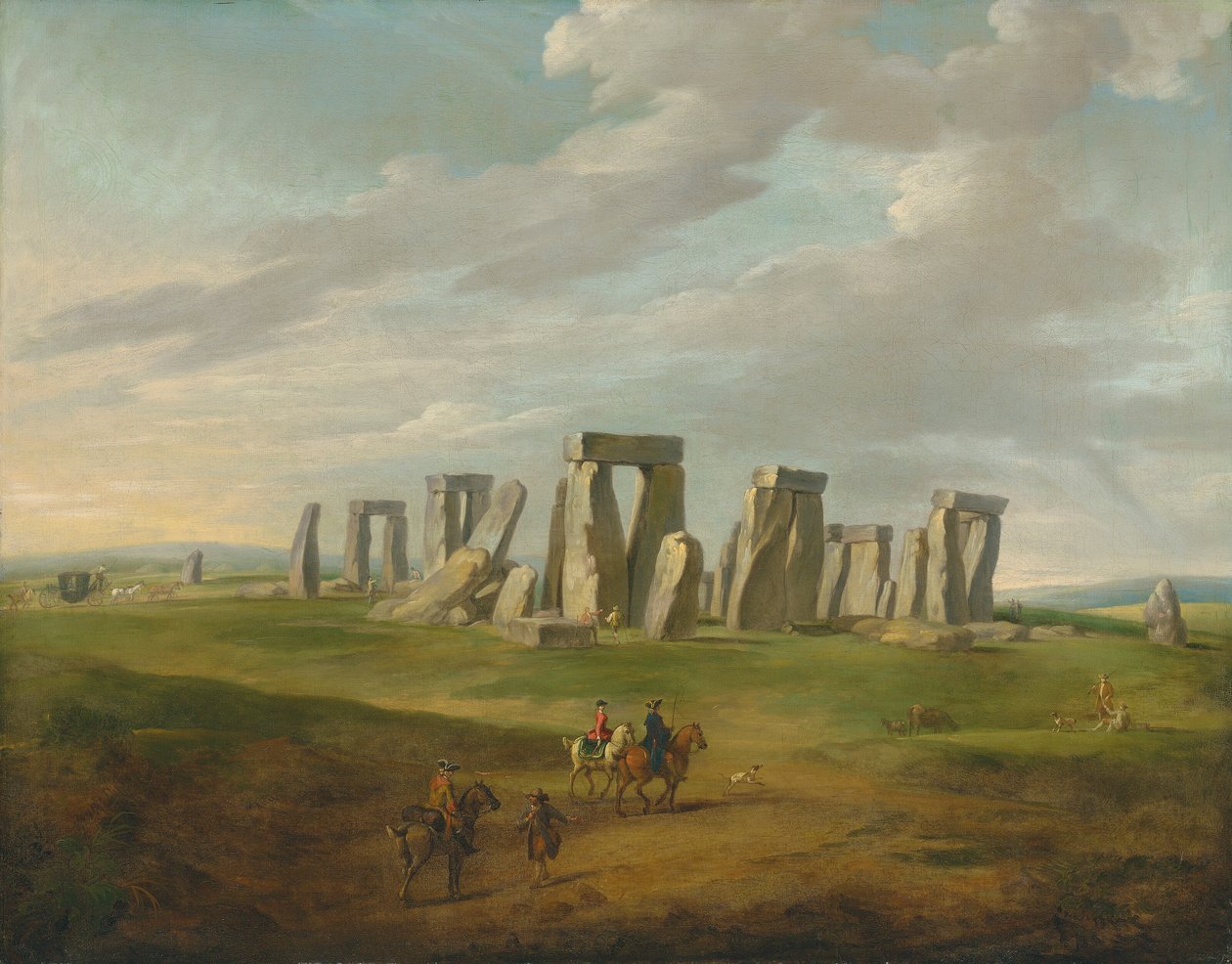 Stonehenge con carrozza e viaggiatori a cavallo da James Ross