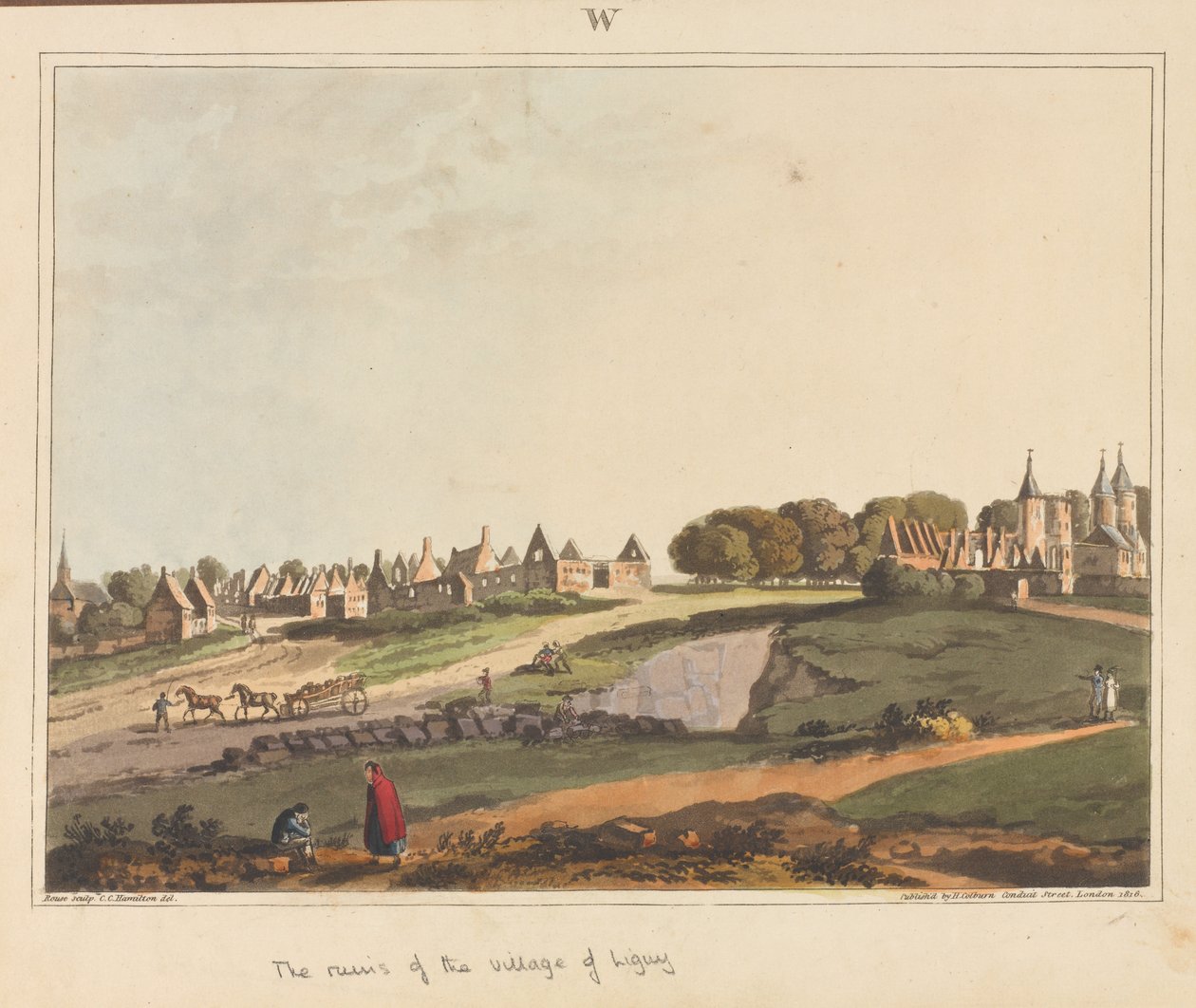 Le rovine del villaggio di Ligny, 1815 da James Rouse