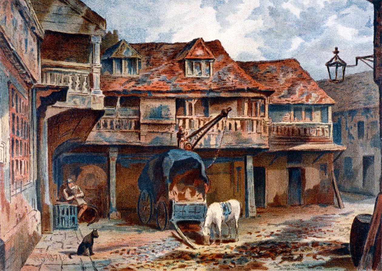 Cortile della locanda Tabard, Borough High Street, Southwark, Londra da James S Virtue