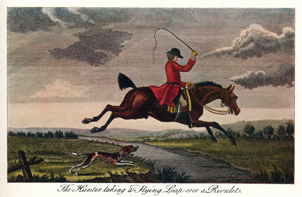 Il cacciatore che fa un salto in volo su un ruscello, c1740, 1922 da James Seymour