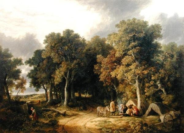 Accampamento in un paesaggio boscoso da James Stark