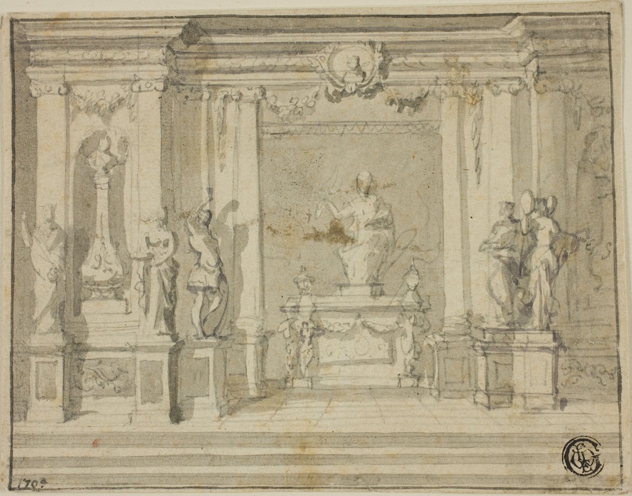 Portico interno con statue da James Thornhill