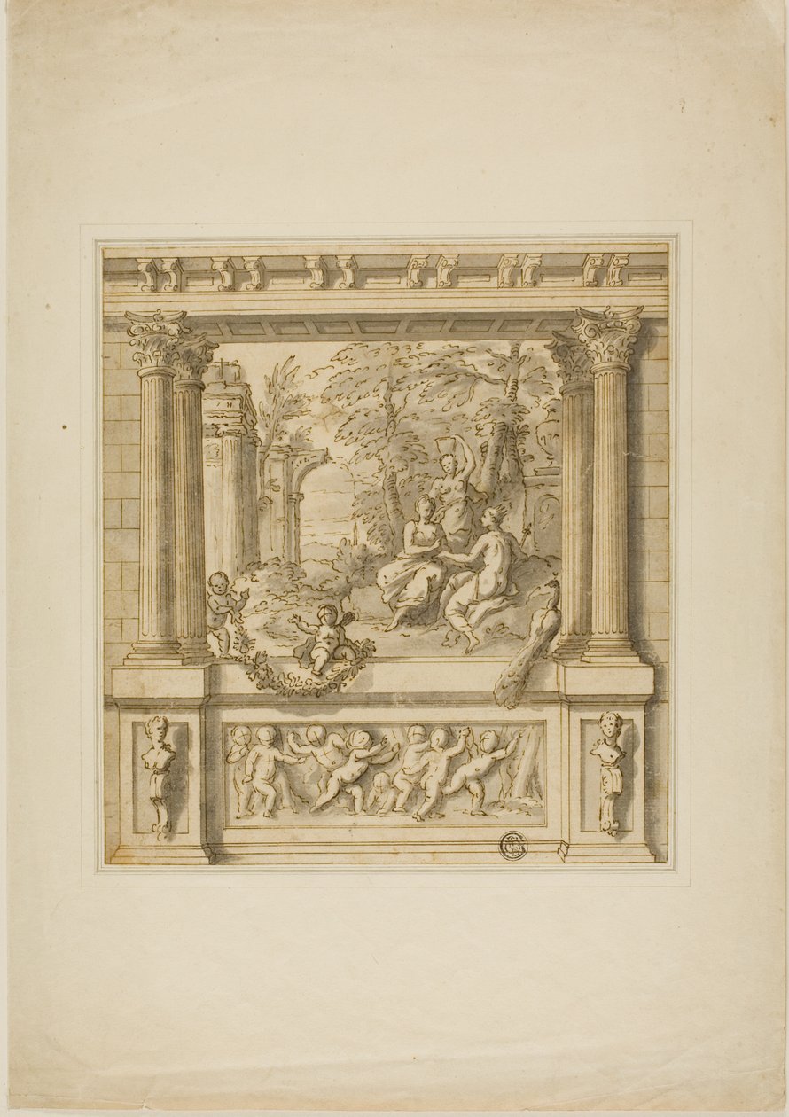 Decorazione murale con la storia di Egeria e Numa Pompilio da James Thornhill