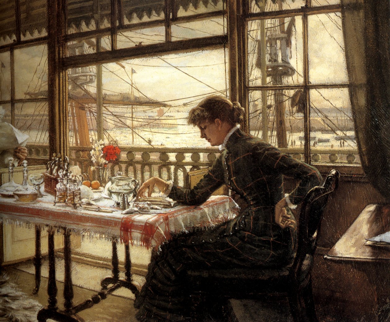 Camera con vista sul porto da James Tissot