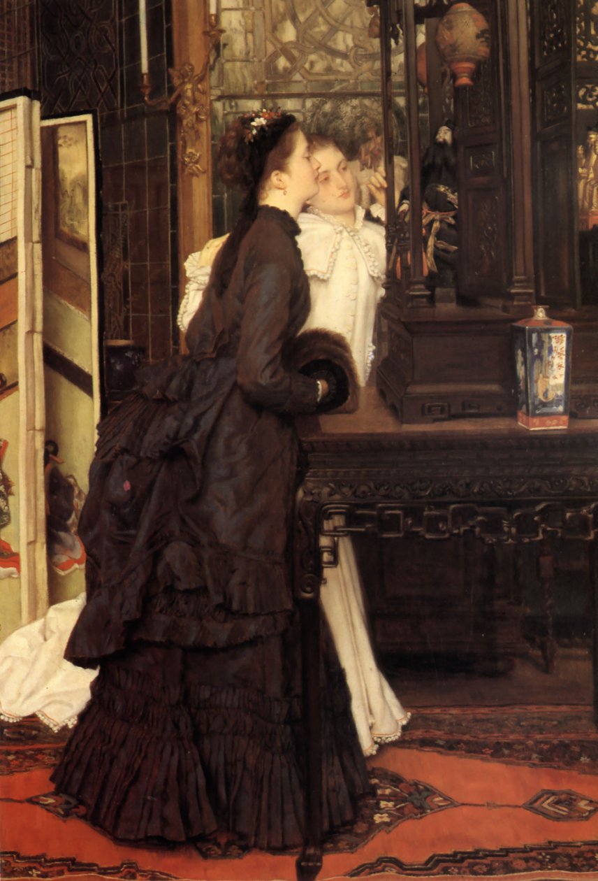 Giovani donne che ammirano oggetti giapponesi da James Tissot