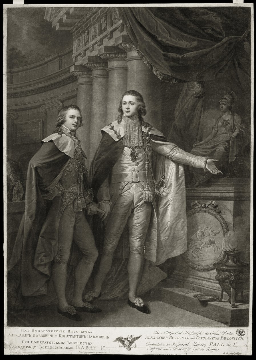 Ritratto dei Granduchi Alessandro Pavlovich e Costantino Pavlovich di Russia da James Walker