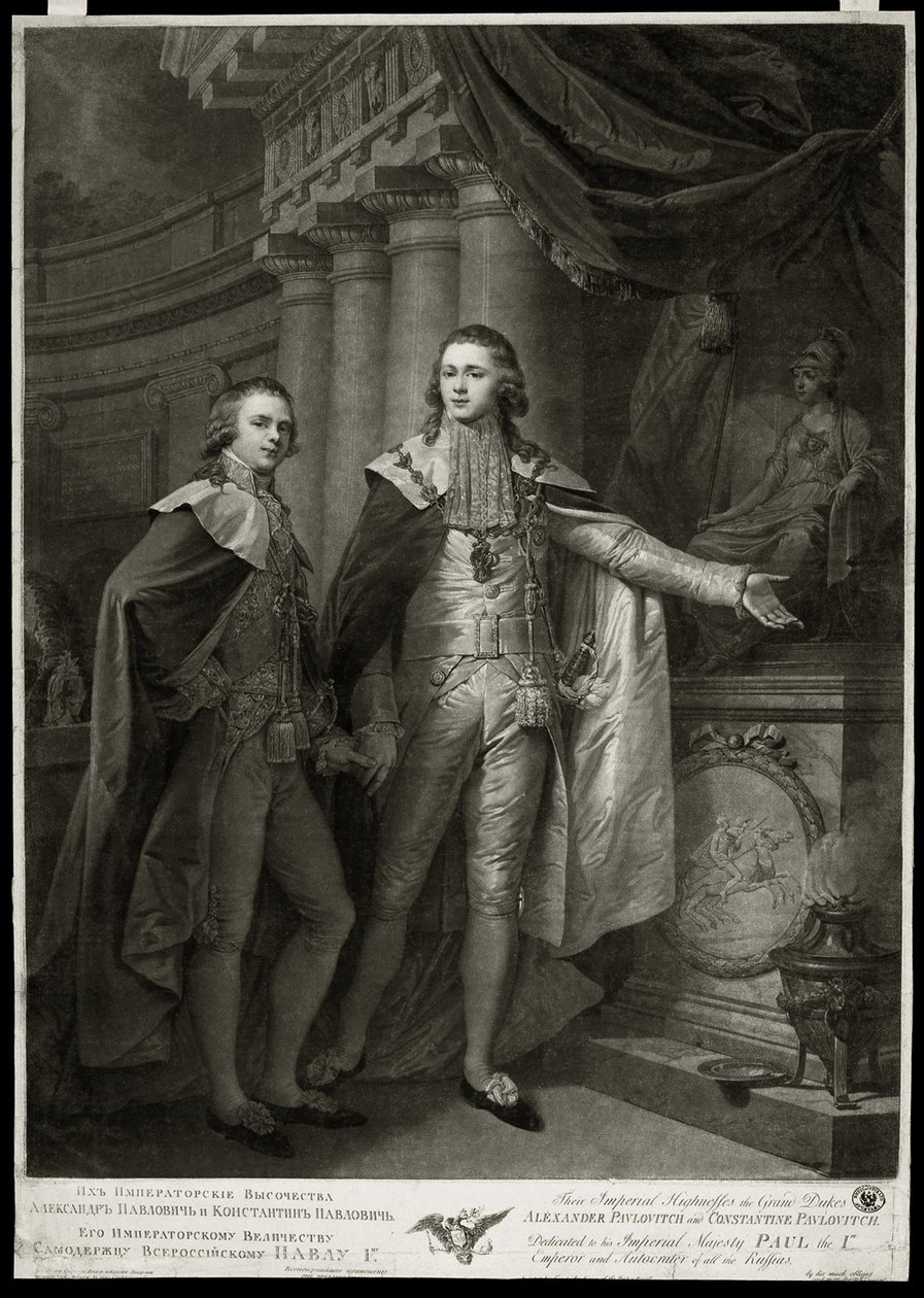 Ritratti dei Grandi Duchi di Russia Alessandro I Pavlovich e Costantino Pavlovich da James Walker