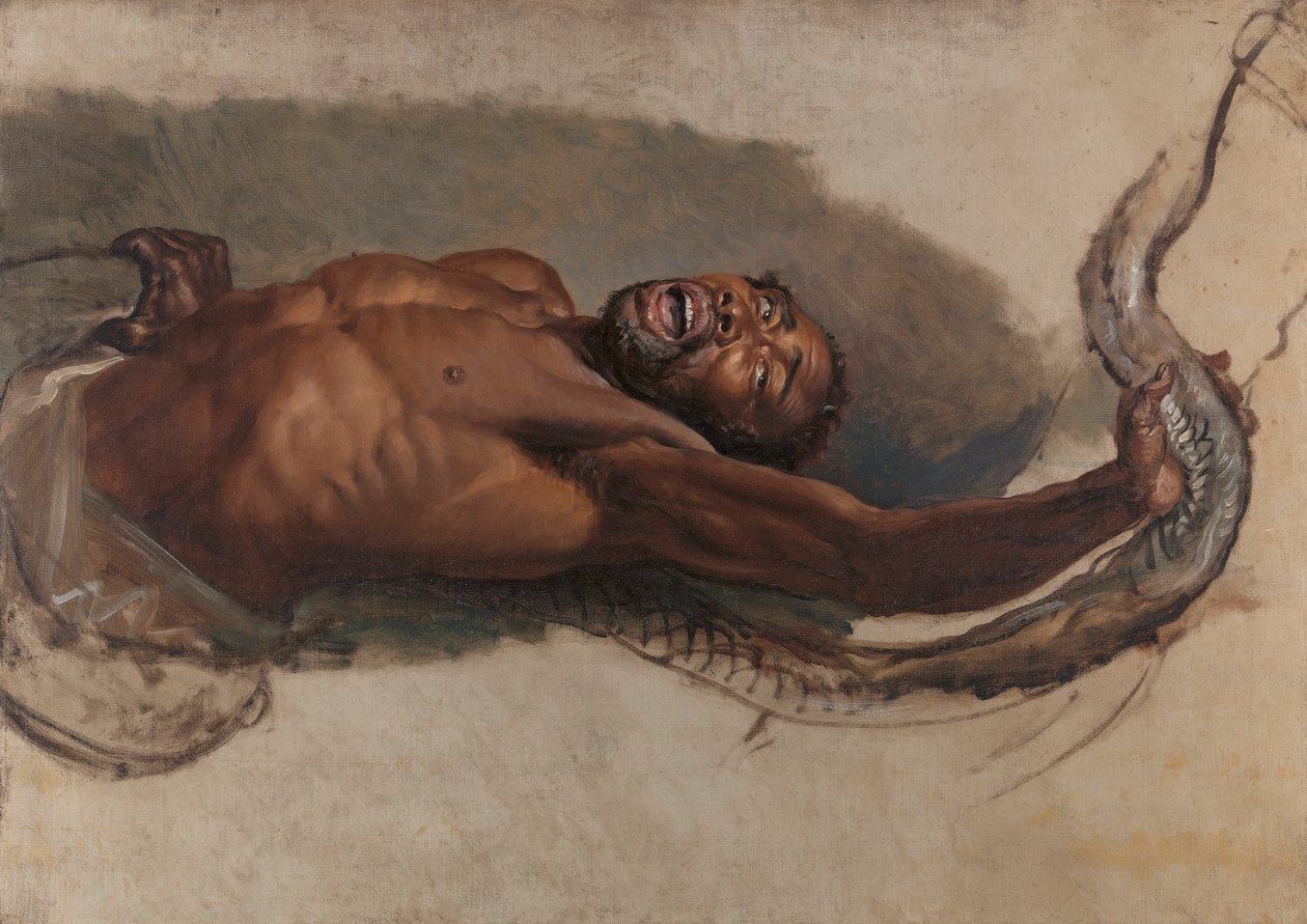 Uomo che lotta con un boa constrictor, studio per "Il serpente Liboya che afferra la sua preda" da James Ward