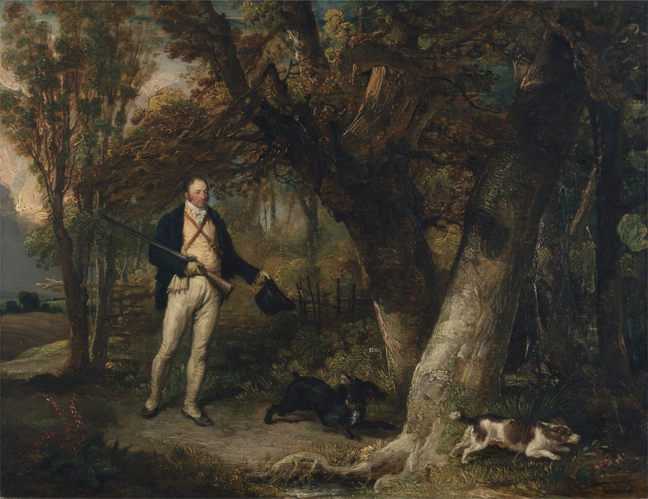 Ritratto del Rev. Thomas Levett e cani preferiti, caccia al gallo da James Ward