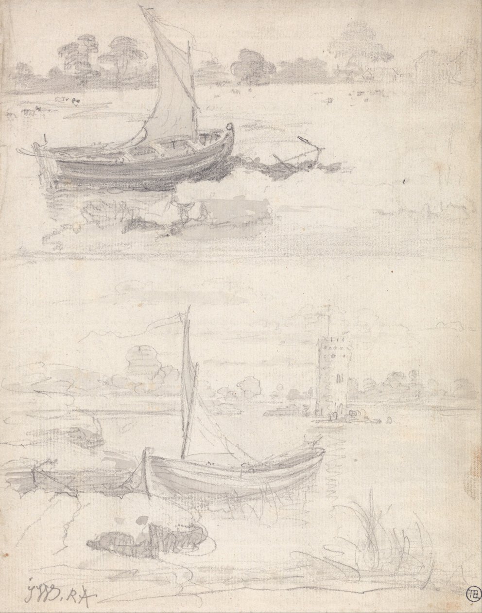 Studi di barche su un lungofiume da James Ward