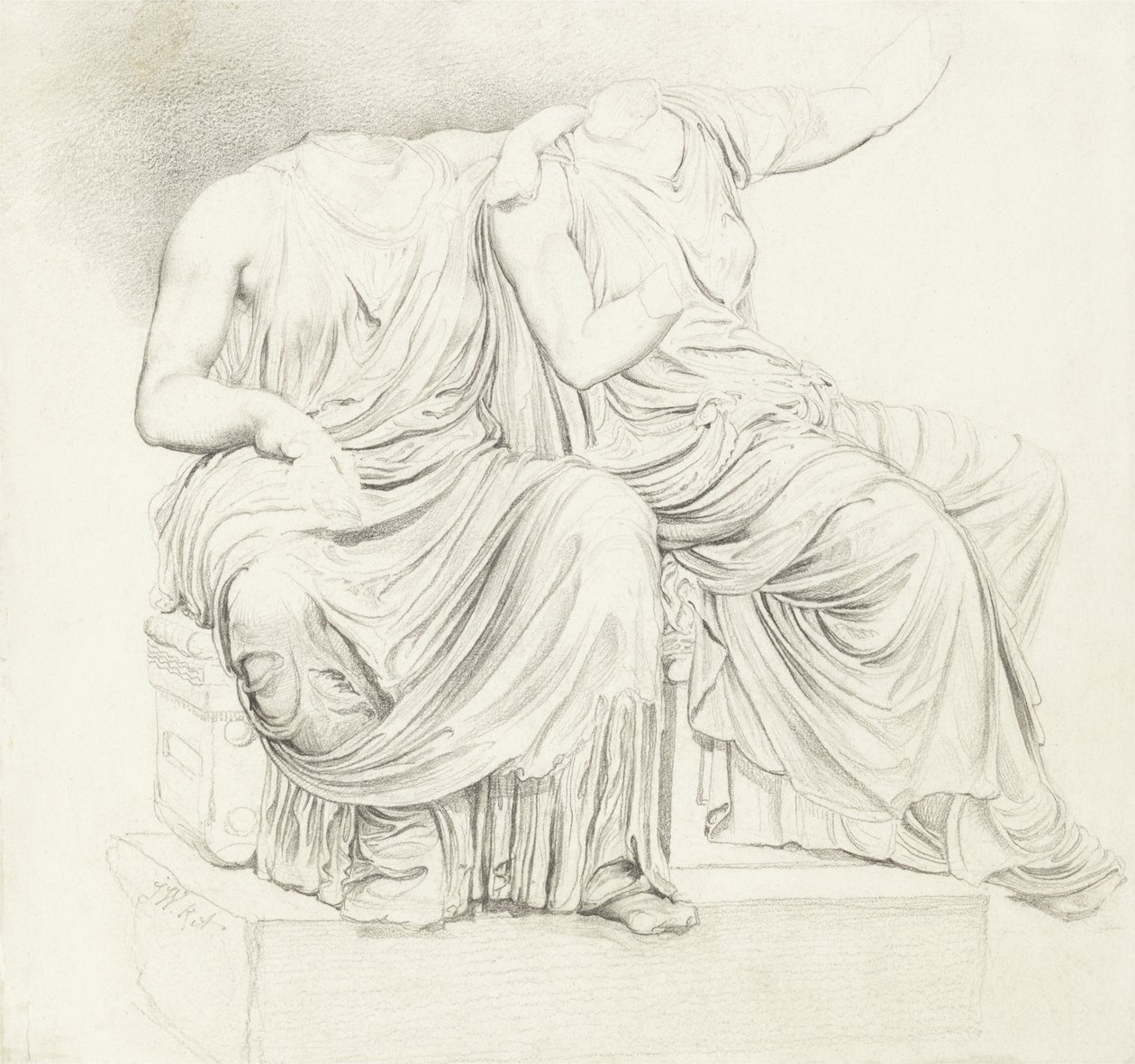 Studio di due statue classiche senza testa da James Ward