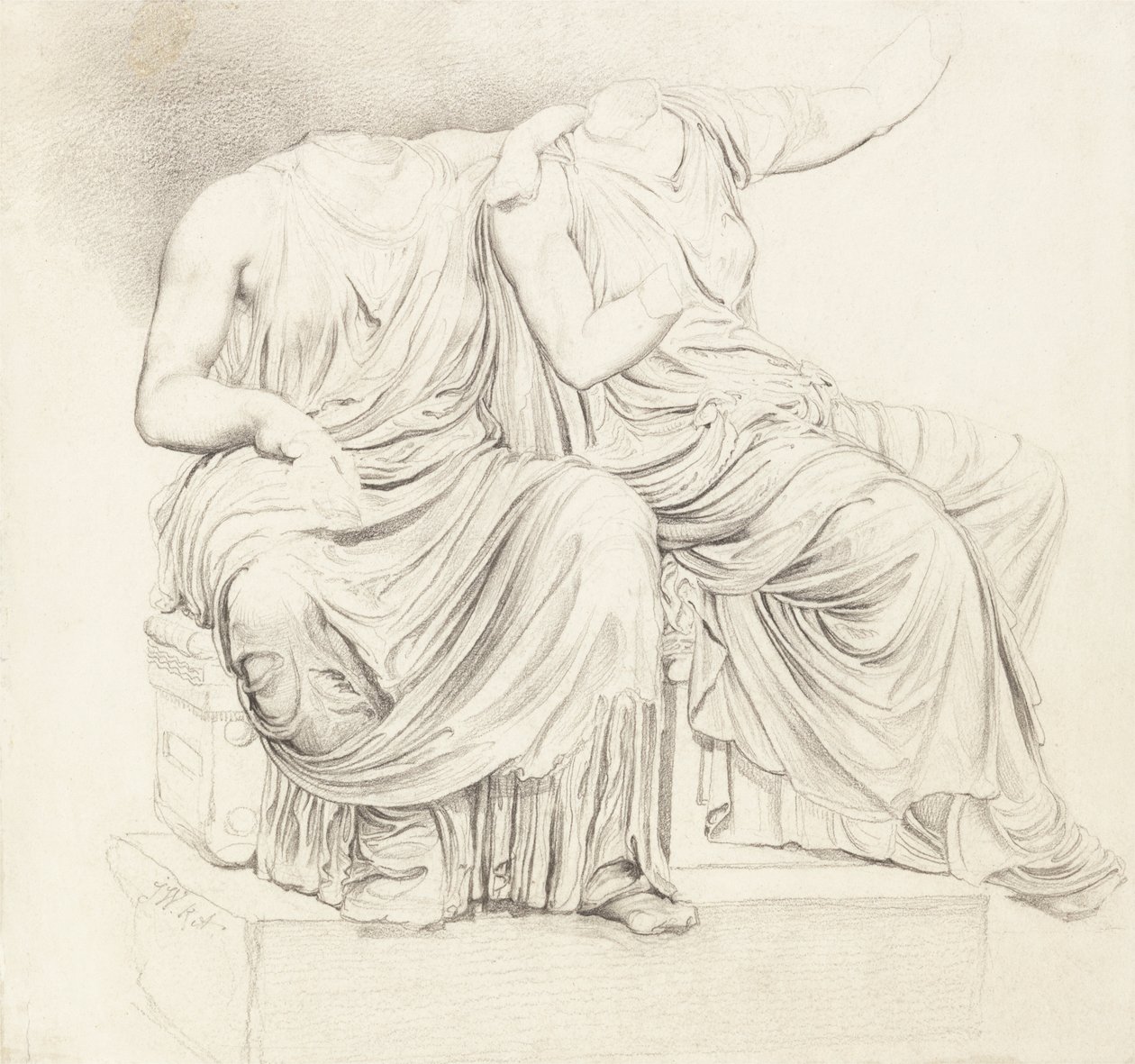 Studio di Due Statue Classiche Senza Testa da James Ward
