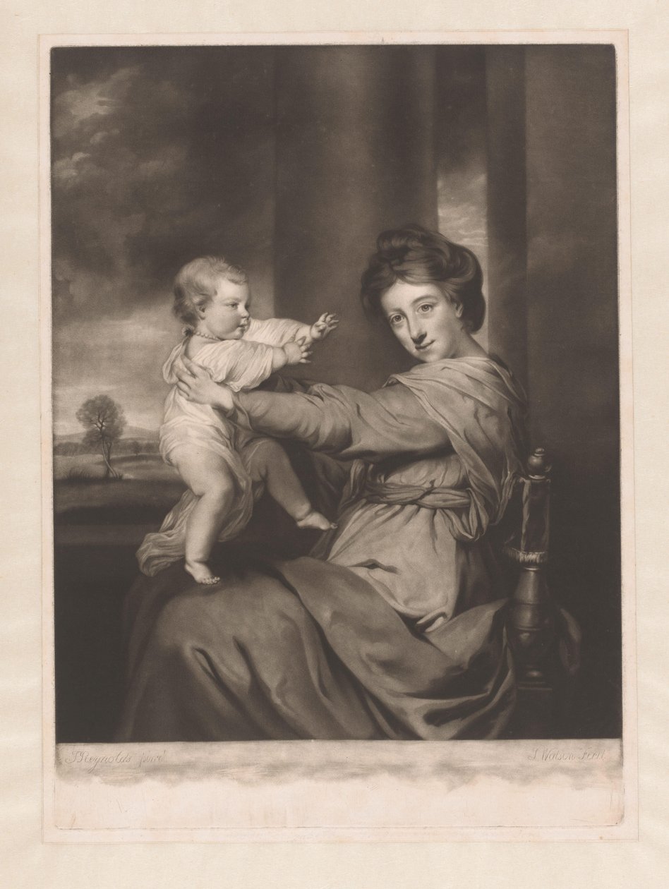 Ritratto di Caroline Spencer con sua figlia Caroline da James Watson (prentmaker)