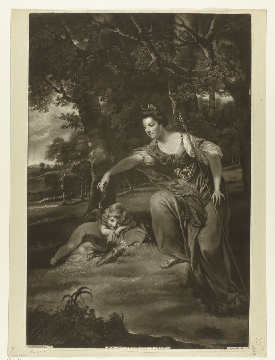 Ritratto di Elizabeth Montagu e suo figlio George come Diana e Cupido da James Watson (prentmaker)