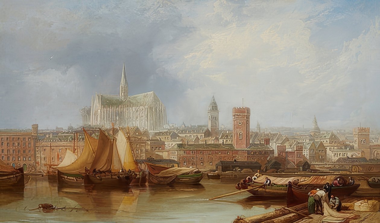 Veduta di Colonia con la cattedrale incompiuta da James Webb