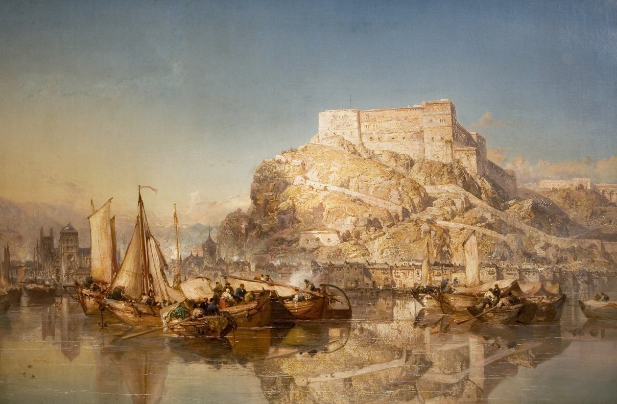 La Città e la Fortezza di Huy sul Fiume Mosa, 1880 da James Webb