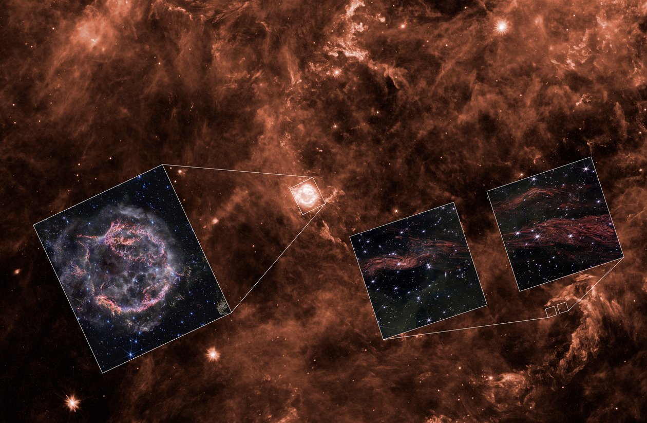 Echi di luce da Cassiopeia A (nel contesto dello Spitzer) da James Webb Space Telescope (NASA)