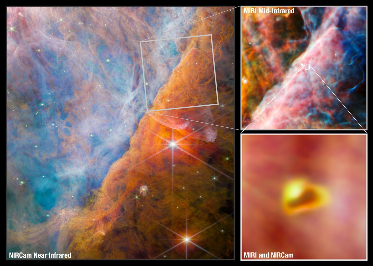 Collage della Barra di Orione da James Webb Space Telescope (NASA)
