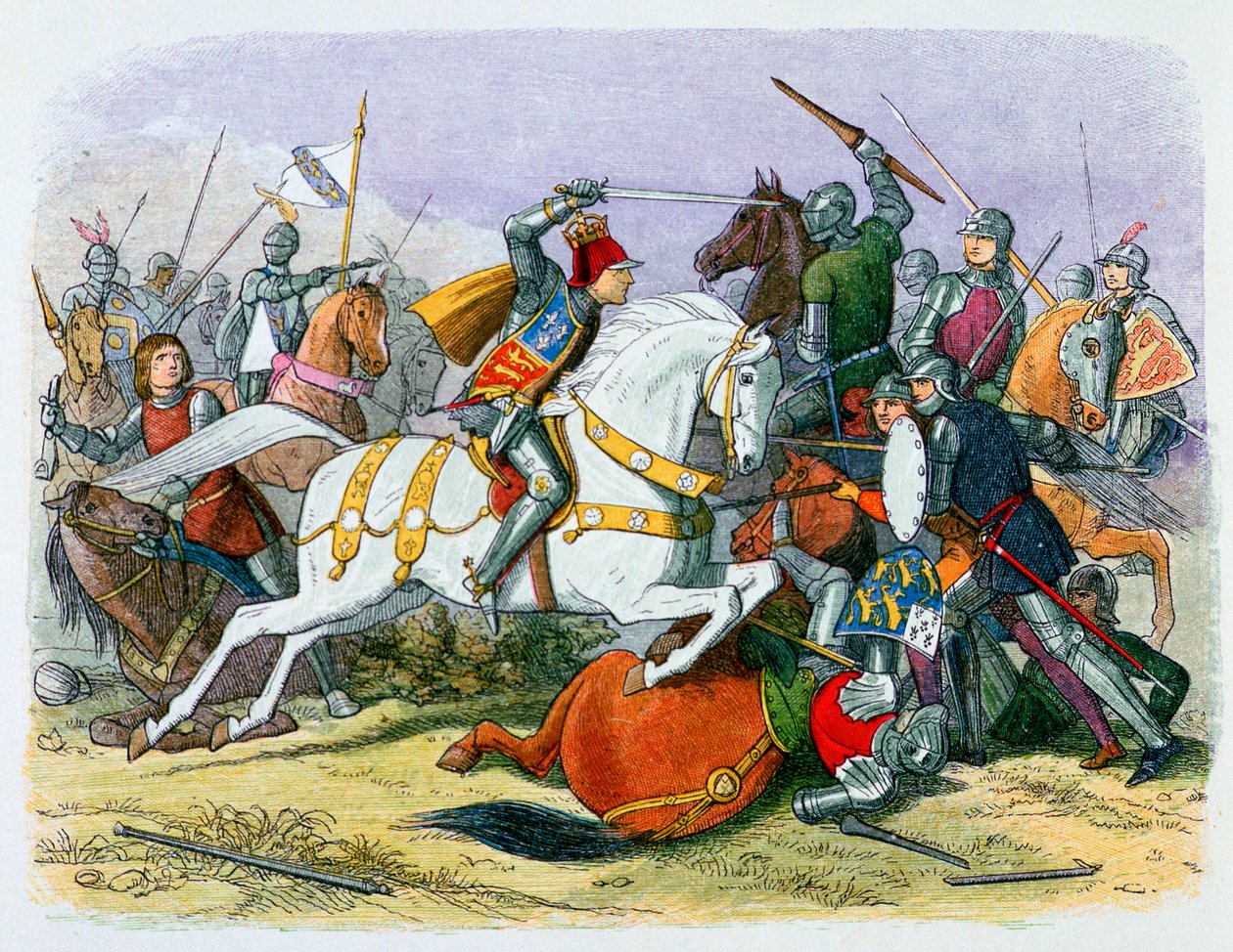 Illustrazione di Riccardo III alla battaglia di Bosworth, XIX secolo da James William Edmund Doyle
