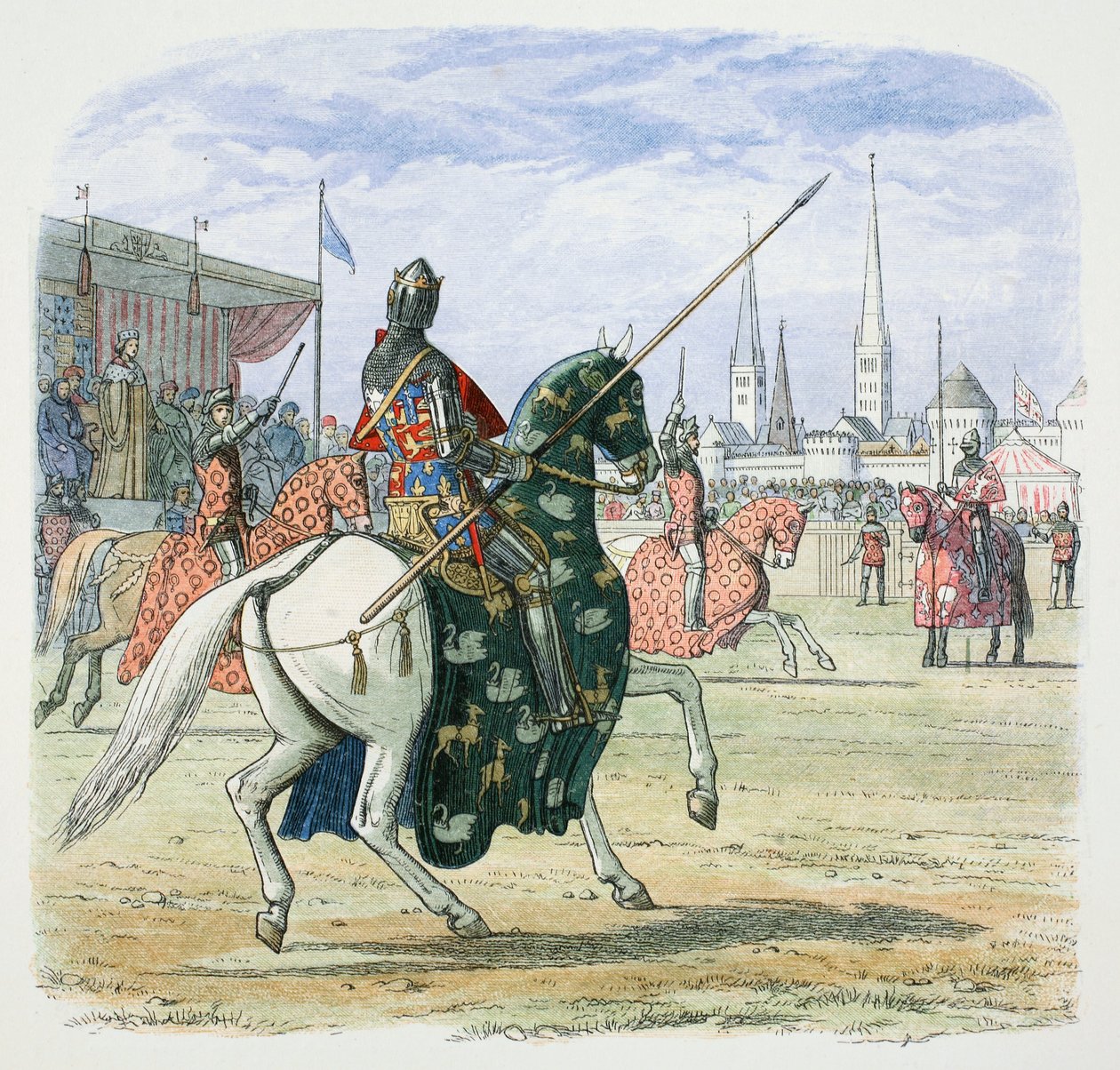 Re Riccardo II ferma il duello tra i duchi di Hereford e Norfolk, 1398, 1864 da James William Edmund Doyle