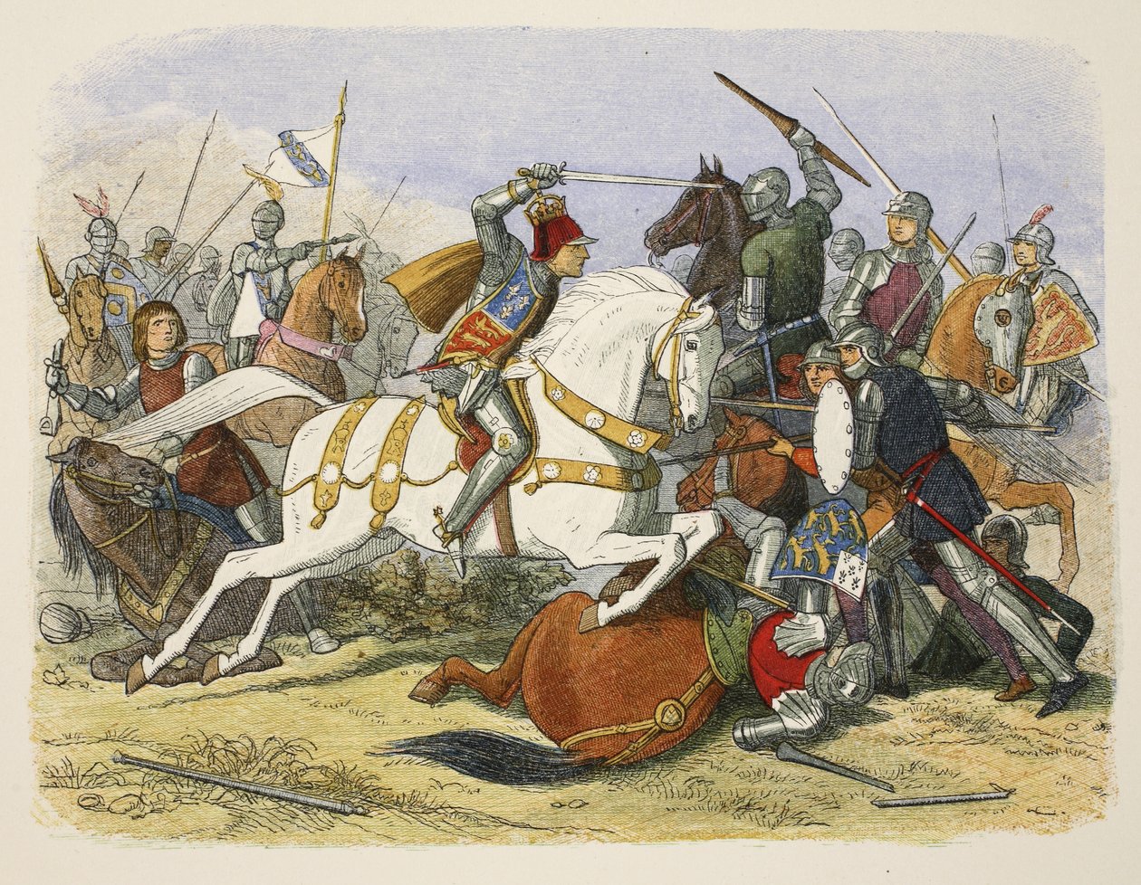 Riccardo III a Bosworth Field, 22 agosto 1485, da A Chronicle of England BC 55 to AD 1485, pub. Londra, 1863 da James William Edmund Doyle