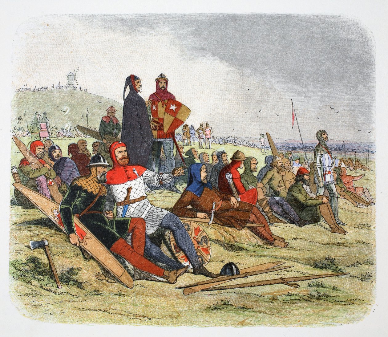 Gli inglesi aspettano i francesi alla battaglia di Crecy, Francia 1346 da James William Edmund Doyle