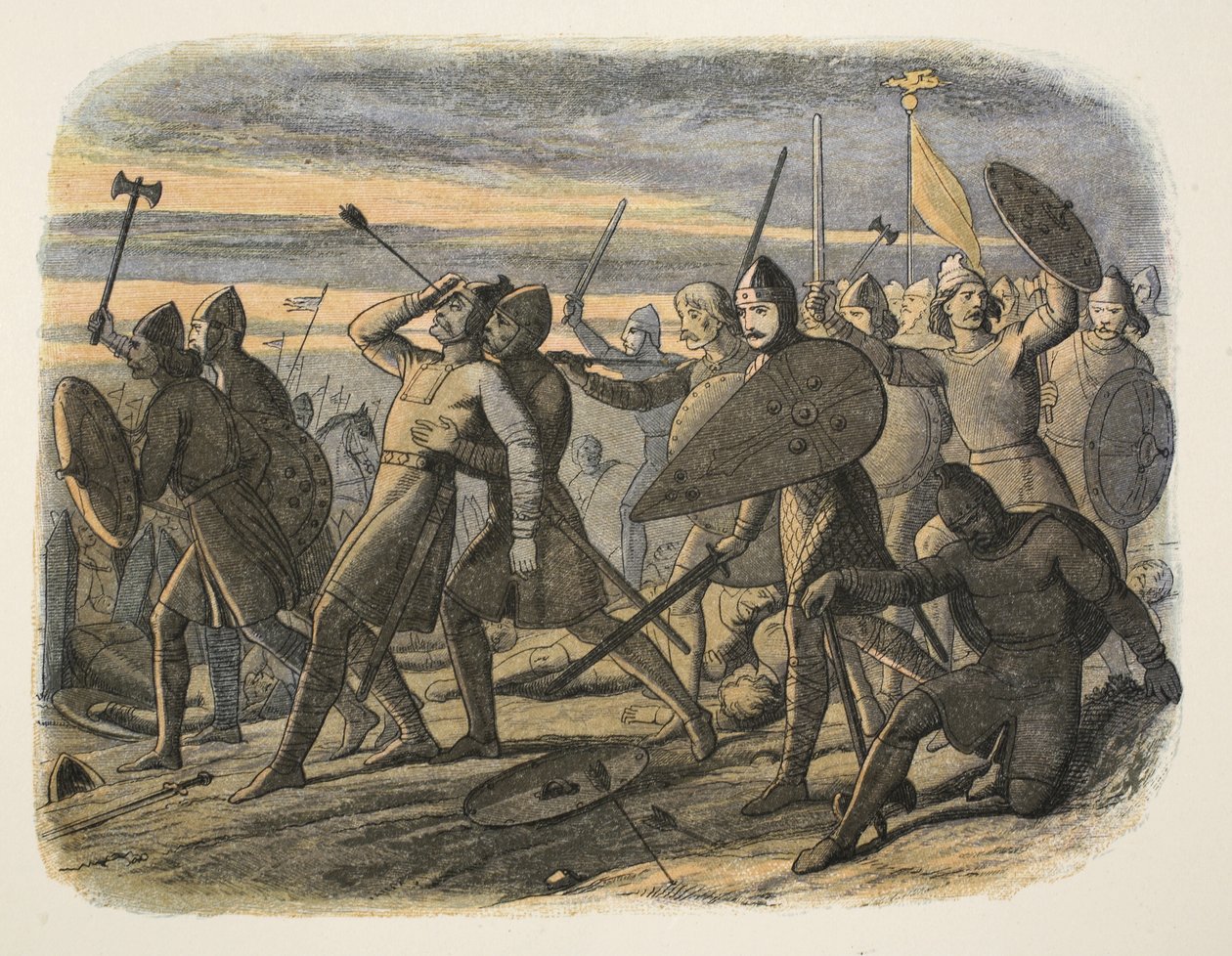La morte di Harold II nella battaglia di Hastings, 1066, da Una cronaca dell