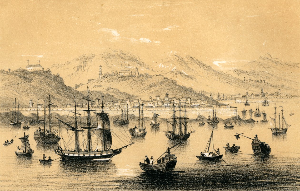Amoy, uno dei cinque porti aperti dal recente trattato al commercio britannico, 1847 da James William Giles